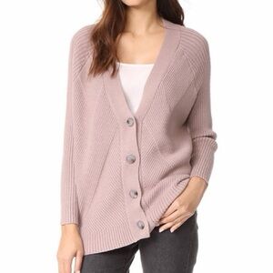 dRA Keiko Women's Luxurious V Neck Mauve Button-Up Cardigan Sweater Size XS